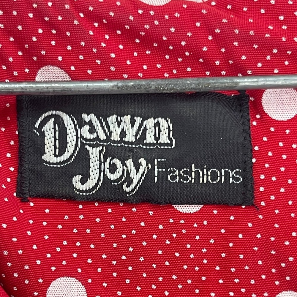 Vintage Polka Dot Midi Spring Wedding Guest Dress S/M Red Lace Up 80s 90s Pinup - Picture 4 of 9